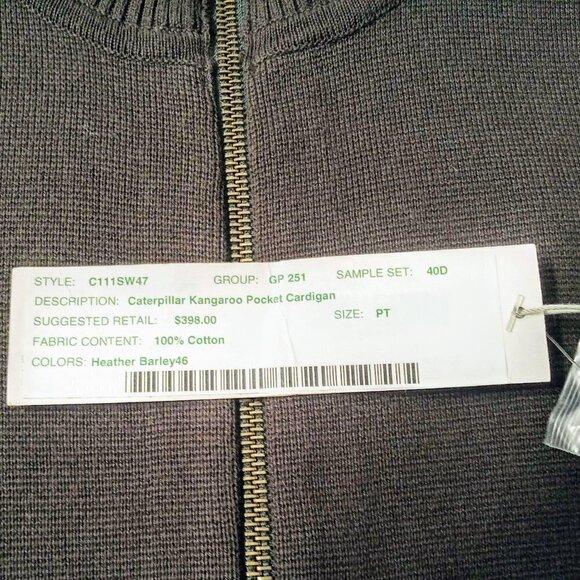 Worth Caterpillar Kangaroo Pocket Zip Short Sleeve 100% Cotton Cardigan … - Picture 7 of 7